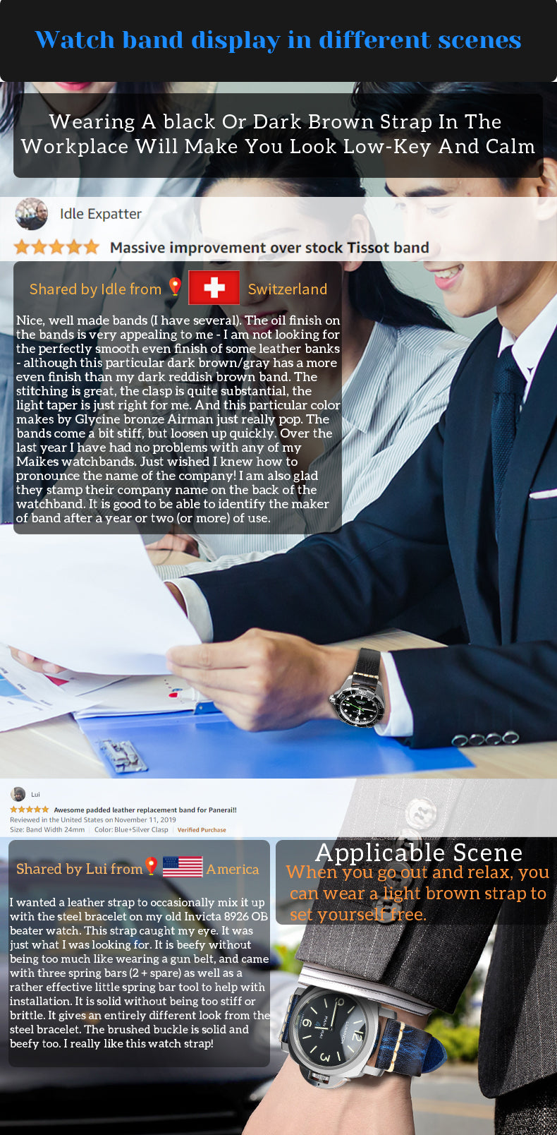 Leather Strap For rolex_watch man Watchband Galaxy Watch Strap 18mm 20mm 22mm 24mm Watch Band Wrist Bracelets Roes Gold Buckle