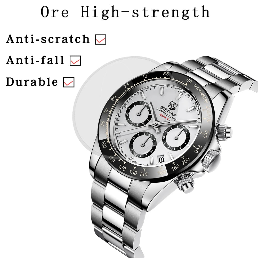 Relojes Hombre 2024 BENYAR New  Watches Men Luxury Brand Chronograph Male Sport Watches Waterproof Stainless Steel Quartz  Watch