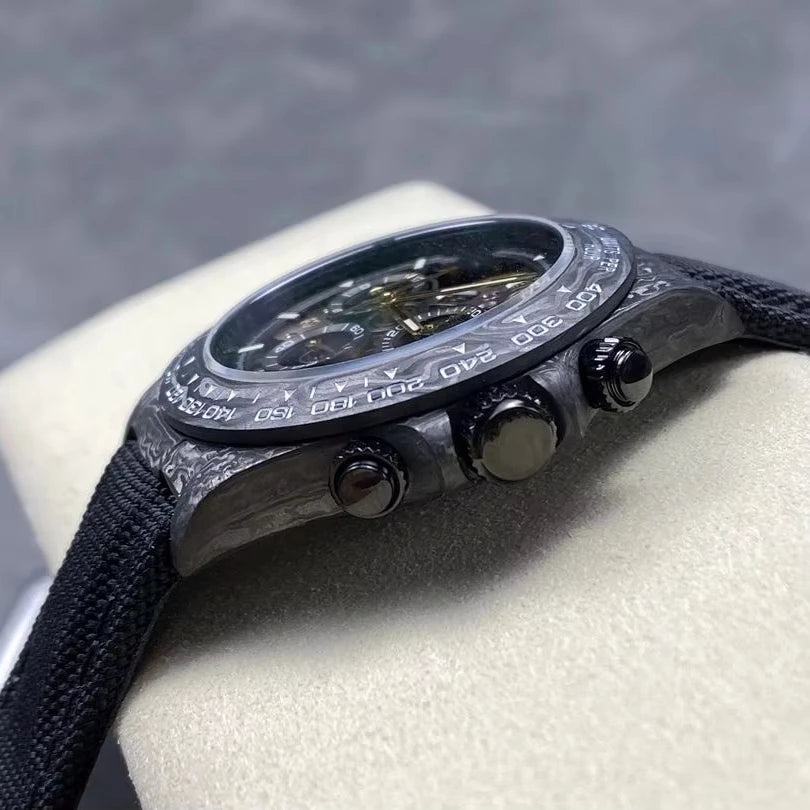 Luxury Luminous Mechanical Watch Waterproof 40mm Top Quality DIW Factory ETA 4130 Movement Carbon GET Skeleton Watch