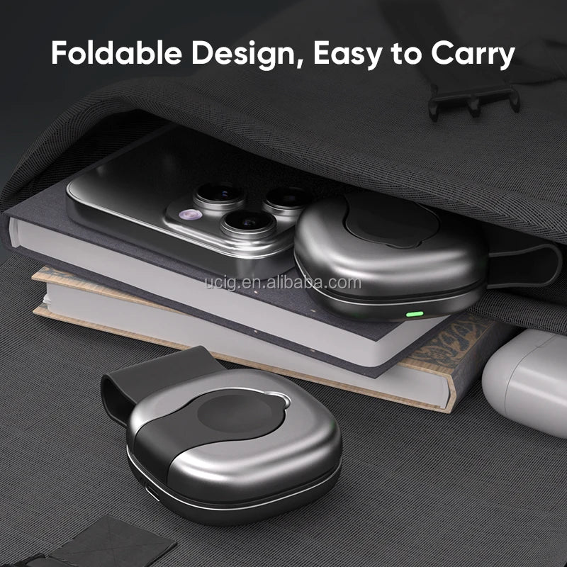 Compact Mini Wireless Charger | 3 in 1 Foldable Mobile Phone & Earphone & Smart Watch Charging Pad