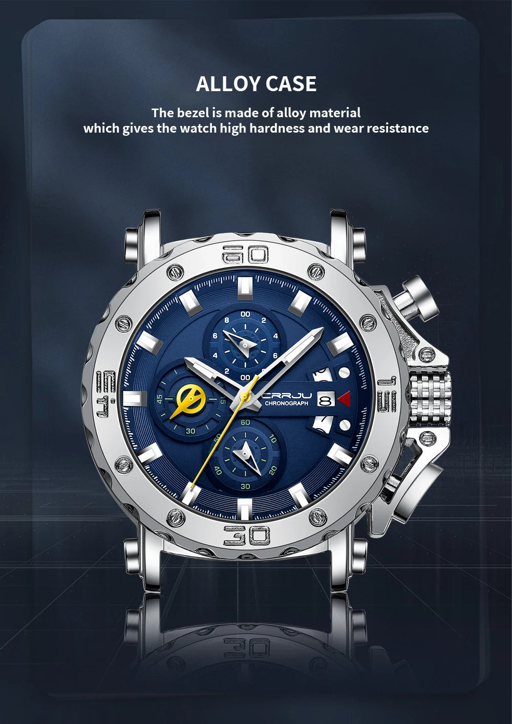 Relogio Masculino CRRJU Sport Chronograph Mens Watches Top Brand Luxury Full Steel Quartz Clock Waterproof Big Dial Watch Men