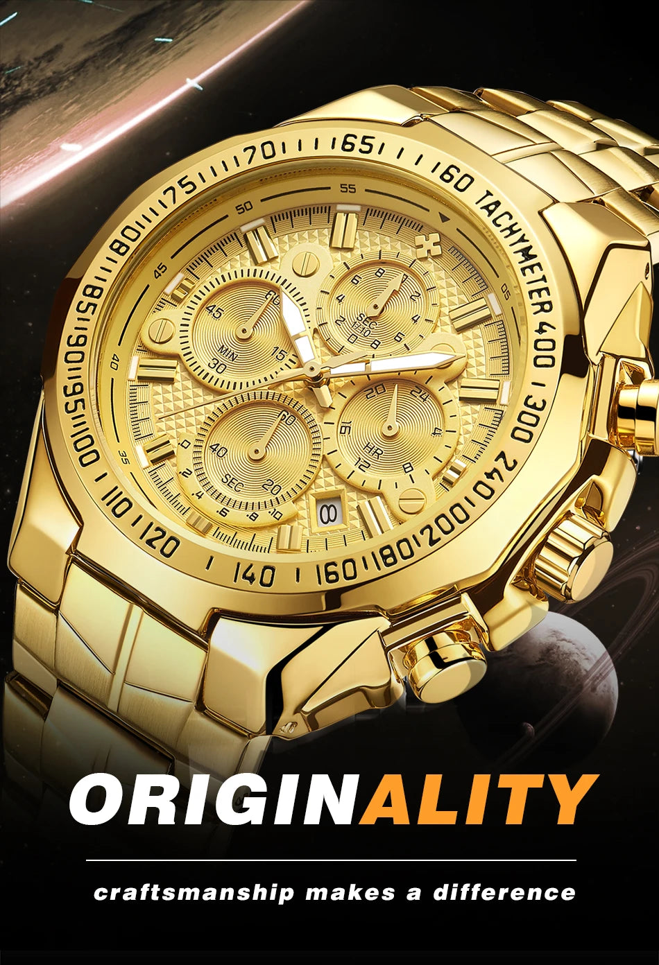 Relogio Masculino WWOOR Mens Watches 2024 Top Brand Luxury Wrist Watches For Men Gold Big Golden Male Chronograph Wristwatch Man