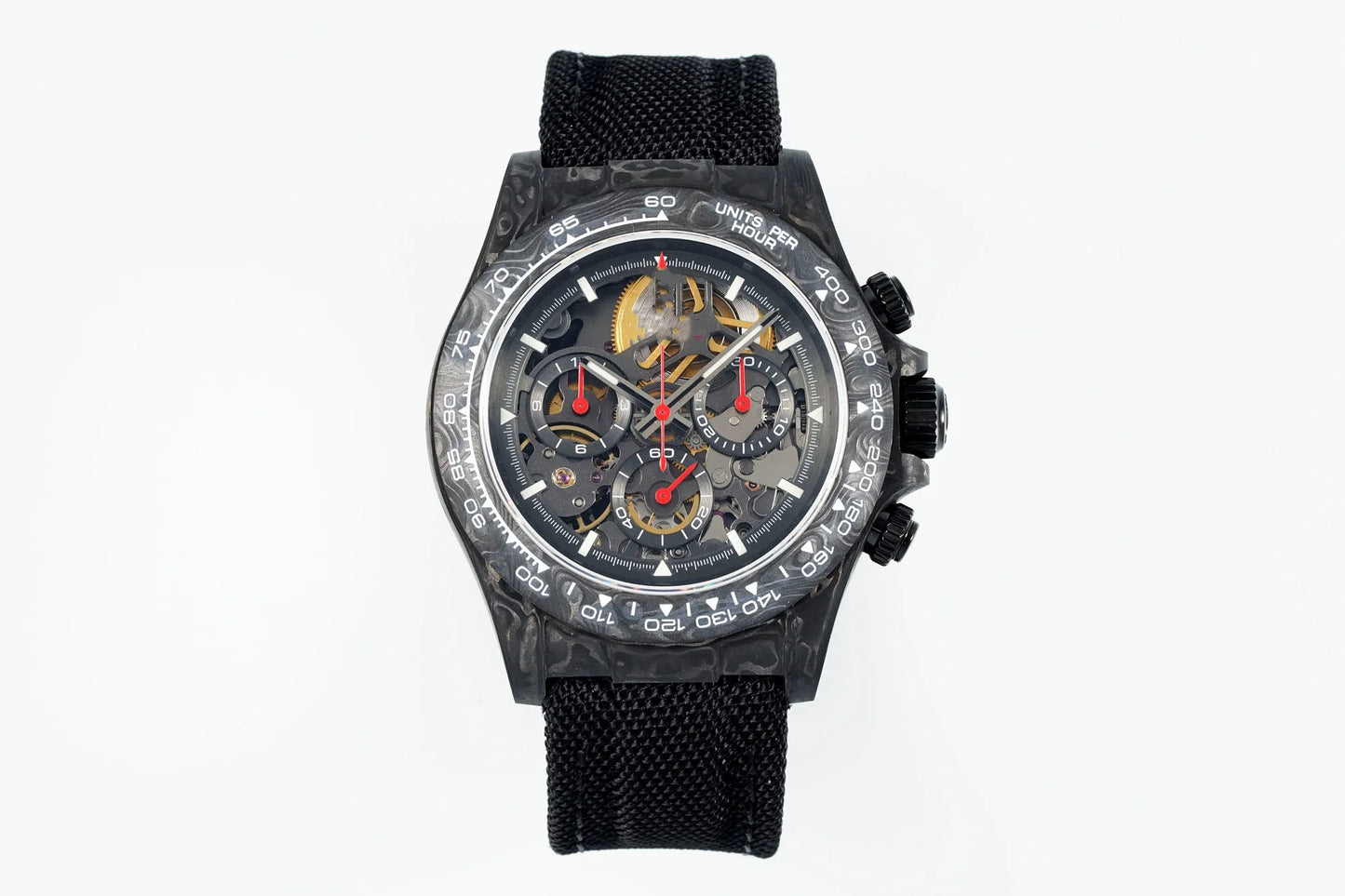 Luxury Luminous Mechanical Watch Waterproof 40mm Top Quality DIW Factory ETA 4130 Movement Carbon GET Skeleton Watch