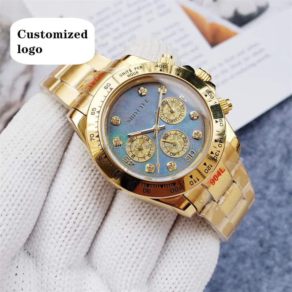 Men's Luxury Automatic Mechanical Watch with Six-Pin Explosion Display Stainless Steel Band Water Resistant Feature