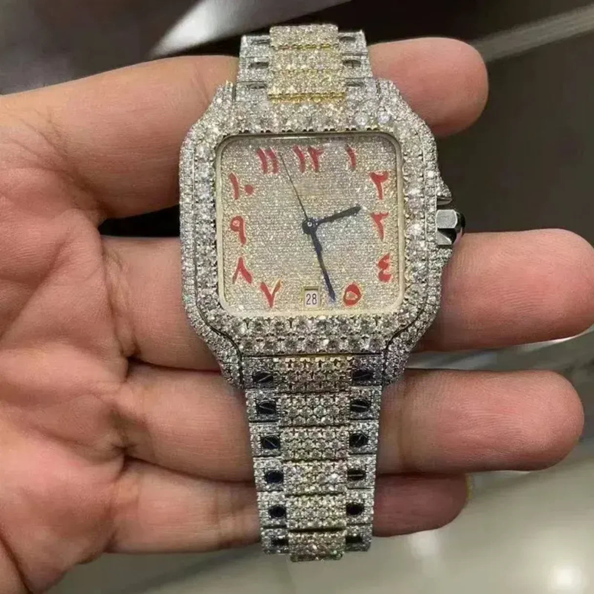 Wholesale Factory VVS Moissanite Diamond Watches Arabian Studded Wrist Iced Out Watch for Gift Hip Hop Iced Out Brand Watches