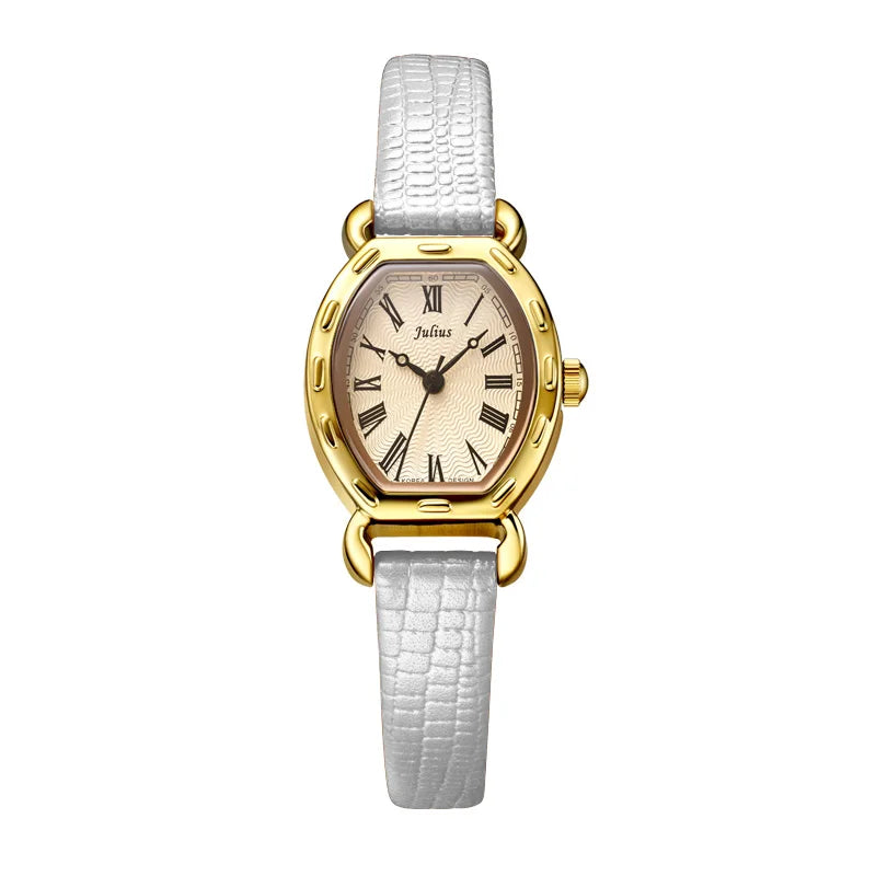 JULIUS JA-544 Wrist Watches For Women Small Dial Rome Number Genuine Leather Whatch Rose Gold Antique Relogio Feminino Montre