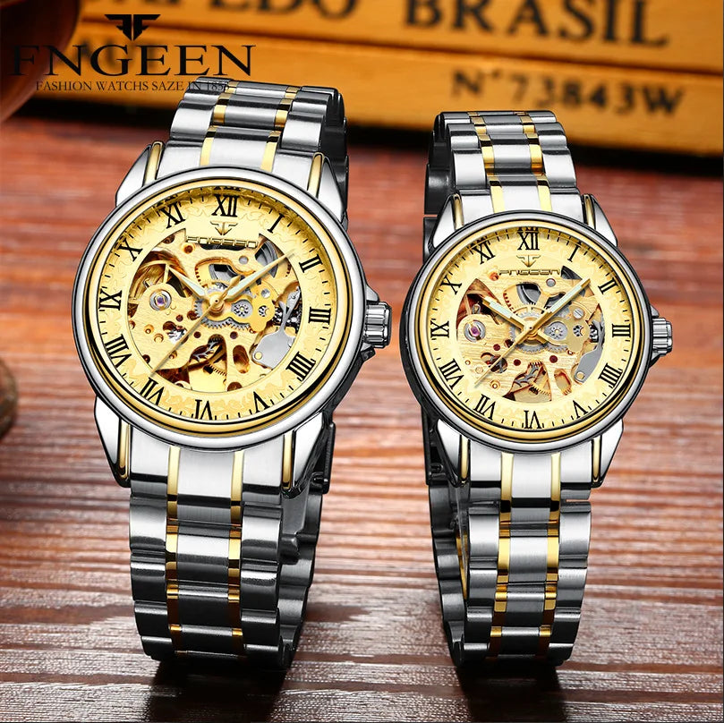 Brand machinery men 's watches Relogio Masculino waterproof male watches double - sided clock hollow automatic mechanical watch