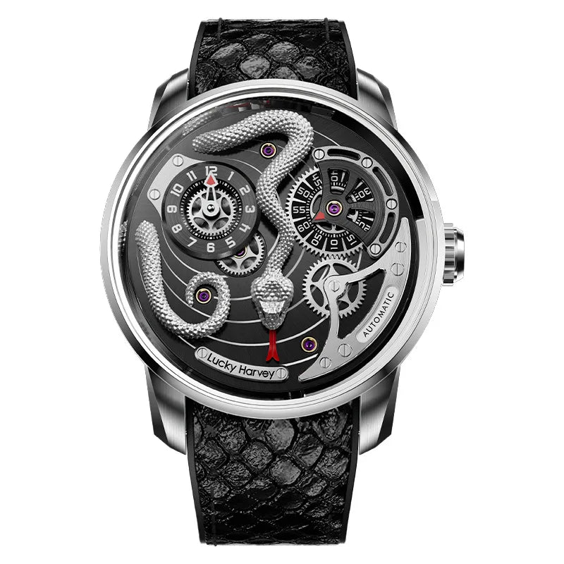 High End Automatic Golden Mechanical Snake Hand Watch for Men Custom Made Chinese With Moving Dragon Wrist Watch Customization