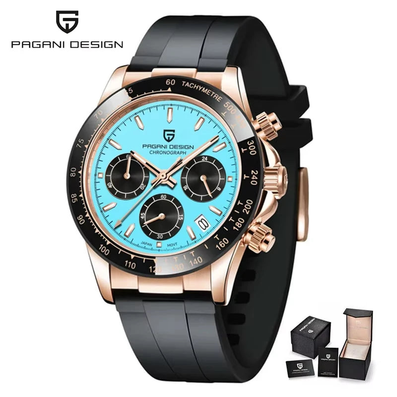 PAGANI DESIGN 2025 NEW 1664 Meteorite Dial Men's Watches Luxury Sapphire Quartz Watch for Men Sport Chronograph Men Reloj Hombre
