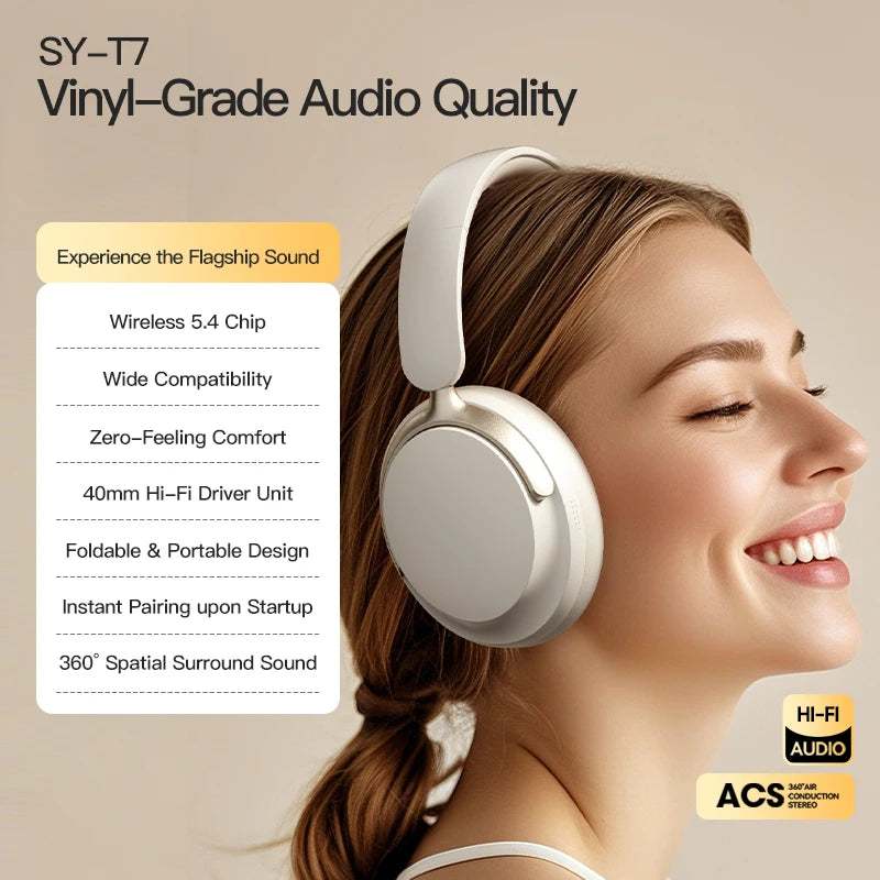 Soyto T7 New Wireless Foldable Stereo Bluetooth HiFi Headset Sports Music Headphone Earphone with Mic BT5.4 Casque Audifonos ODM