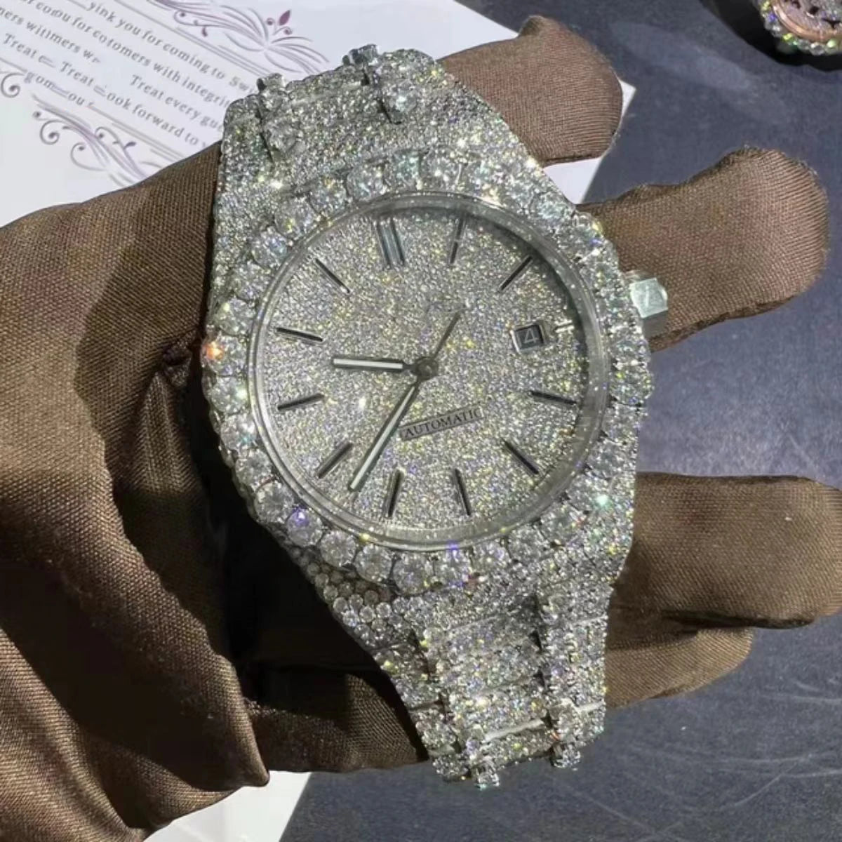 Automatic Mechanical Watches Swiss Movement Luxury Iced Out Watch Men Women Designers Hip Hop VVS D Colour Moissanite Watches