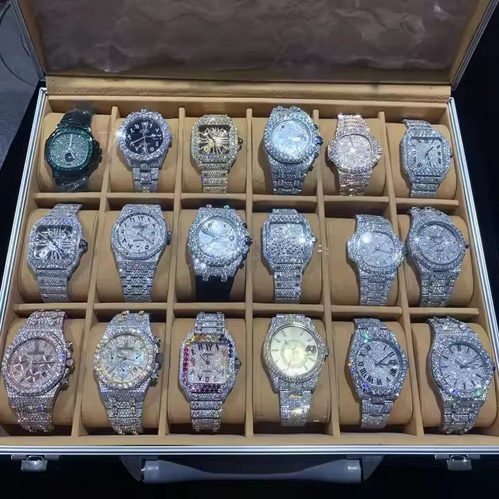 Wholesale Factory VVS Moissanite Diamond Watches Arabian Studded Wrist Iced Out Watch for Gift Hip Hop Iced Out Brand Watches