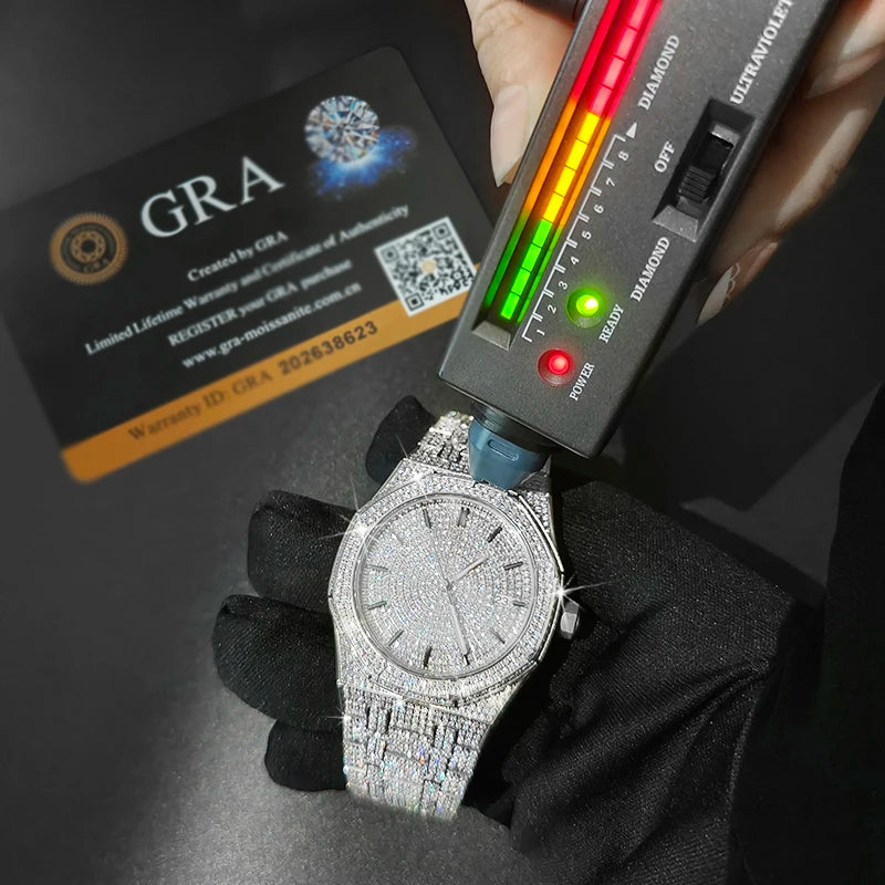 Designer Luxury Sapphire Automatic Mechanical Movement Watches Iced Out VVS Moissanite Watches for Men Wholesale