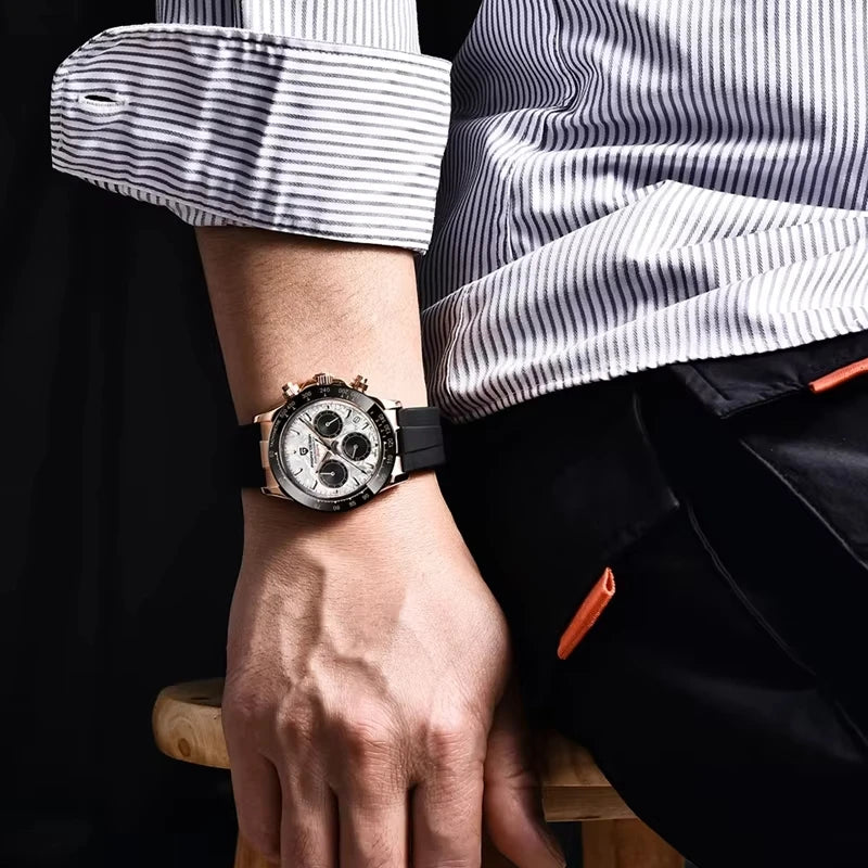PAGANI DESIGN 2025 NEW 1664 Meteorite Dial Men's Watches Luxury Sapphire Quartz Watch for Men Sport Chronograph Men Reloj Hombre