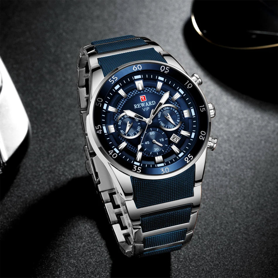 REWARD Big Dial Mens Watches Top Luxury Brand Sport Waterproof Watch Men Chronograph Quartz Clock Automatic Date WristWatches