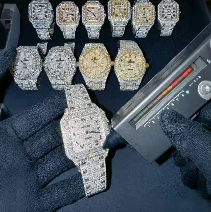 VVS High Quality Luxury Moissanite Watches with Custom Dial Diamond Mechanical Watch Diver Factory Wholesale Hip Hop Style Watch