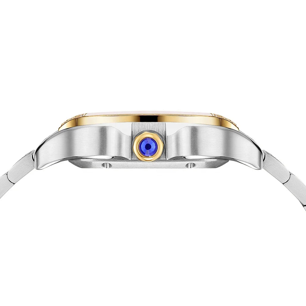 Shenzhen Factory Wholesale Perfect Diamond Stainless Steel Quartz Watches for Men Gold Silver Sparkling Rectangle Dial 40mm