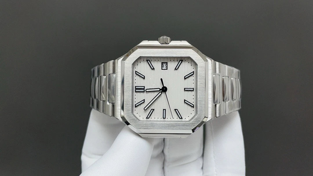 High End Sumptuous Roman Numeral Striped Stainless Steel Mechanical Watch Anti-fingerprint Trendy Street Fashion Design Pointer