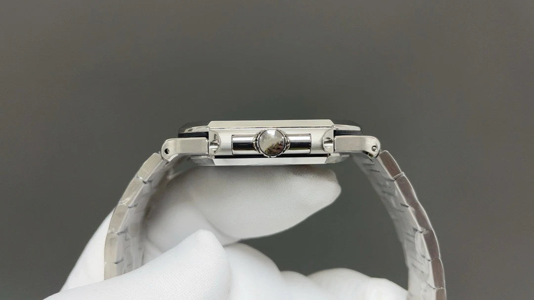 High End Sumptuous Roman Numeral Striped Stainless Steel Mechanical Watch Anti-fingerprint Trendy Street Fashion Design Pointer