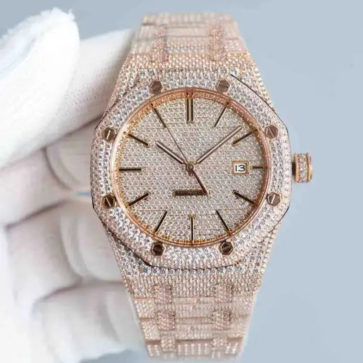 Automatic Mechanical Watches Swiss Movement Luxury Iced Out Watch Men Women Designers Hip Hop VVS D Colour Moissanite Watches