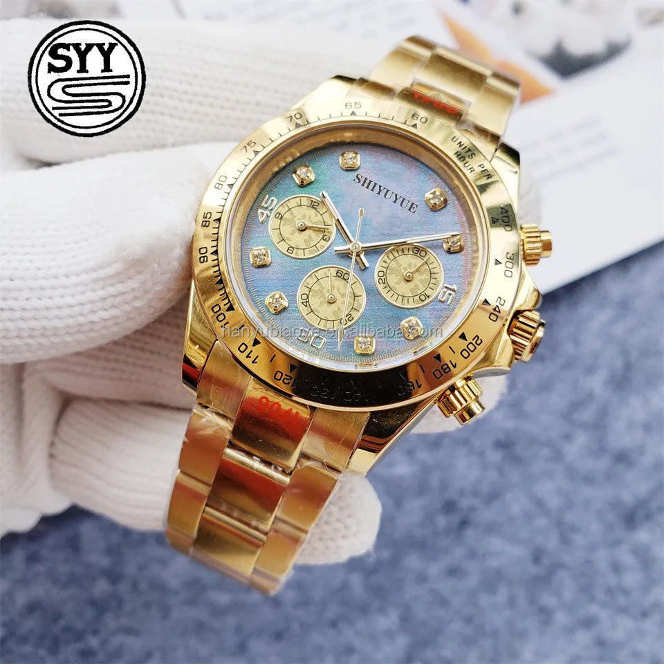 Men's Luxury Automatic Mechanical Watch with Six-Pin Explosion Display Stainless Steel Band Water Resistant Feature