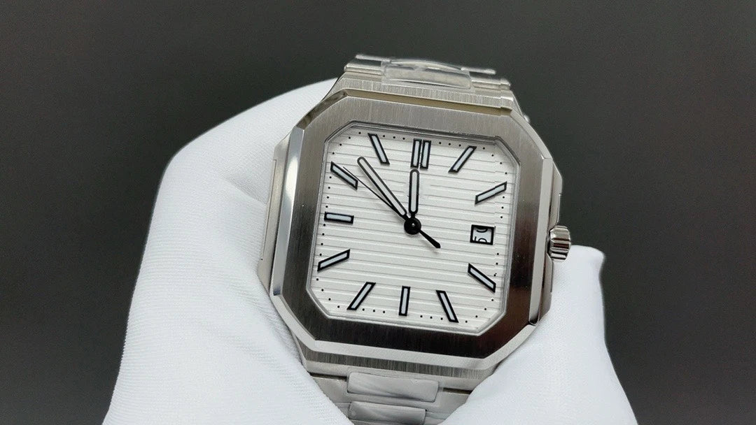 High End Sumptuous Roman Numeral Striped Stainless Steel Mechanical Watch Anti-fingerprint Trendy Street Fashion Design Pointer