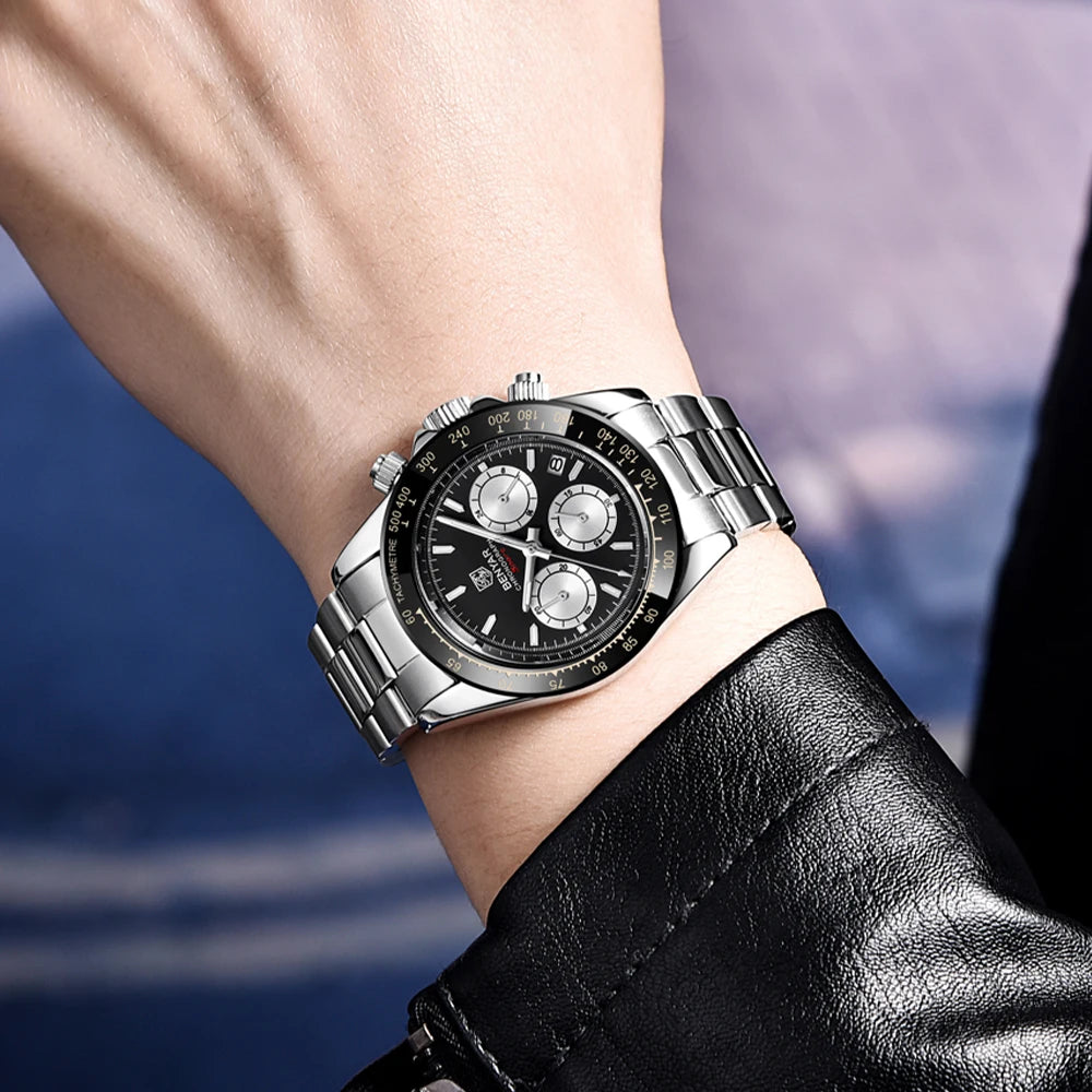 Relojes Hombre 2024 BENYAR New  Watches Men Luxury Brand Chronograph Male Sport Watches Waterproof Stainless Steel Quartz  Watch