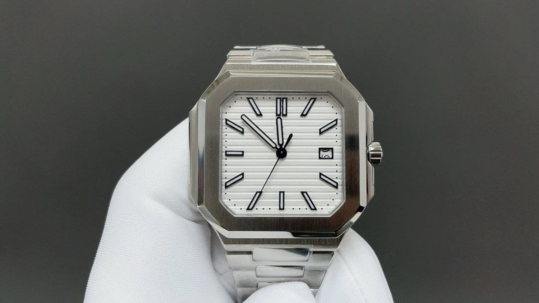 High End Sumptuous Roman Numeral Striped Stainless Steel Mechanical Watch Anti-fingerprint Trendy Street Fashion Design Pointer