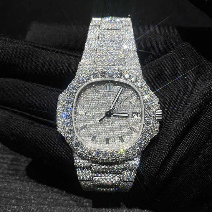 Hip Hop Sport Luxury Iced Out Watch Men Sapphire Designer Watches Automatic Mechanical VVS D Colour Moissanite Movement Watches