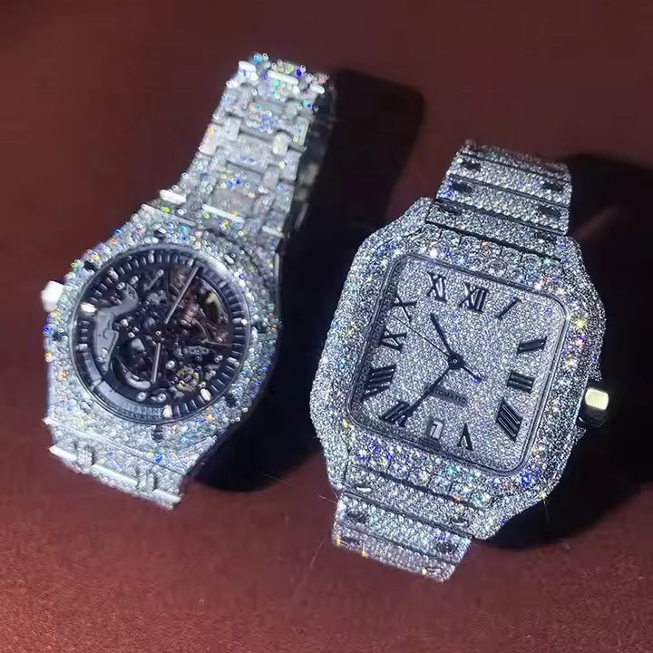 Wholesale Factory VVS Moissanite Diamond Watches Arabian Studded Wrist Iced Out Watch for Gift Hip Hop Iced Out Brand Watches