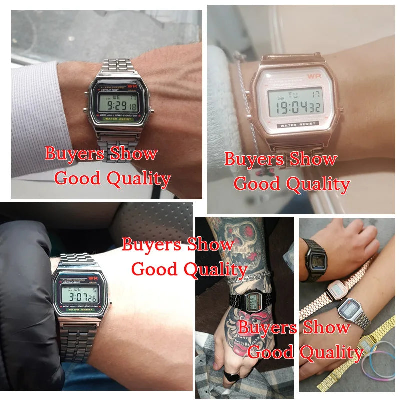 Rose Gold Silver Watches Men Women Electronic Digital Display Retro Style Clock Men's Relogio Masculin Reloj Hombre homme