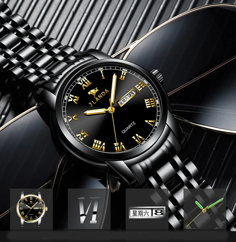 Relojes Hombre Top Brand Watches Men Quartz Business Sport Watches Luxury Gold Stainless Steel Waterproof Date Wrist Watch