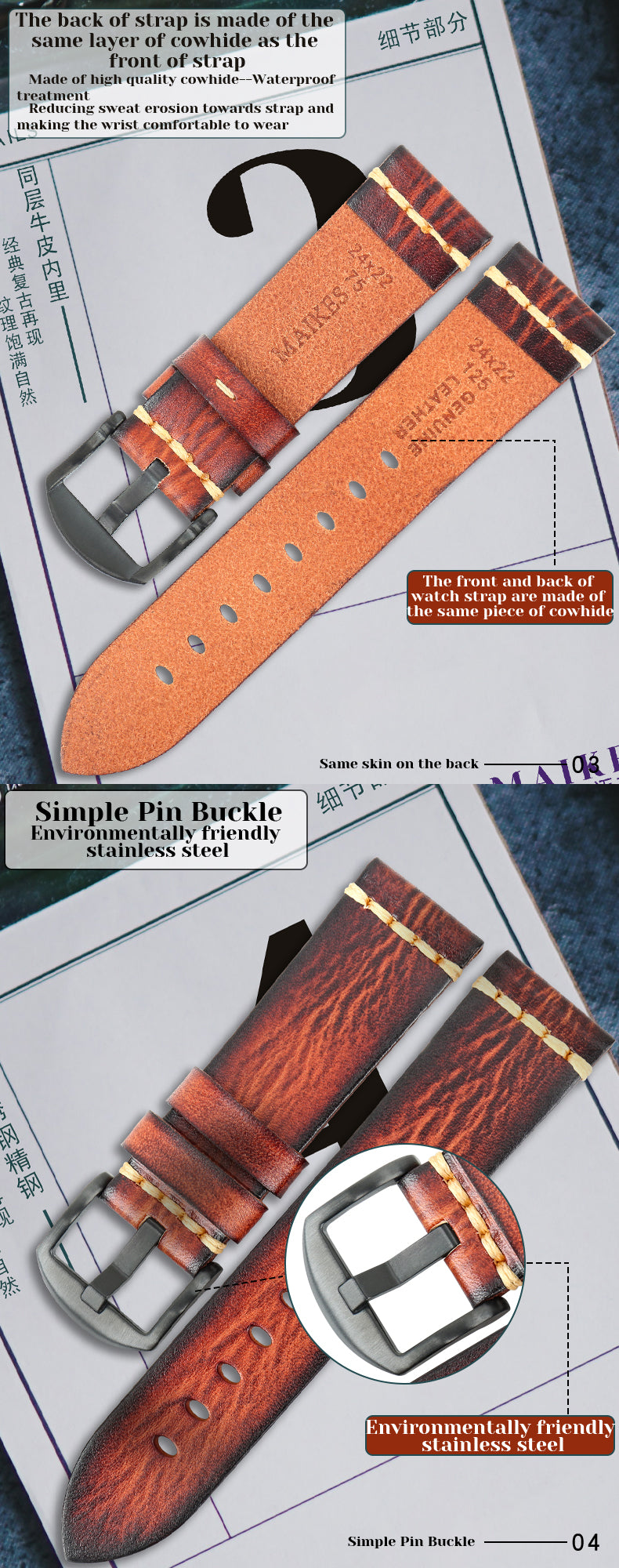 Leather Strap For rolex_watch man Watchband Galaxy Watch Strap 18mm 20mm 22mm 24mm Watch Band Wrist Bracelets Roes Gold Buckle