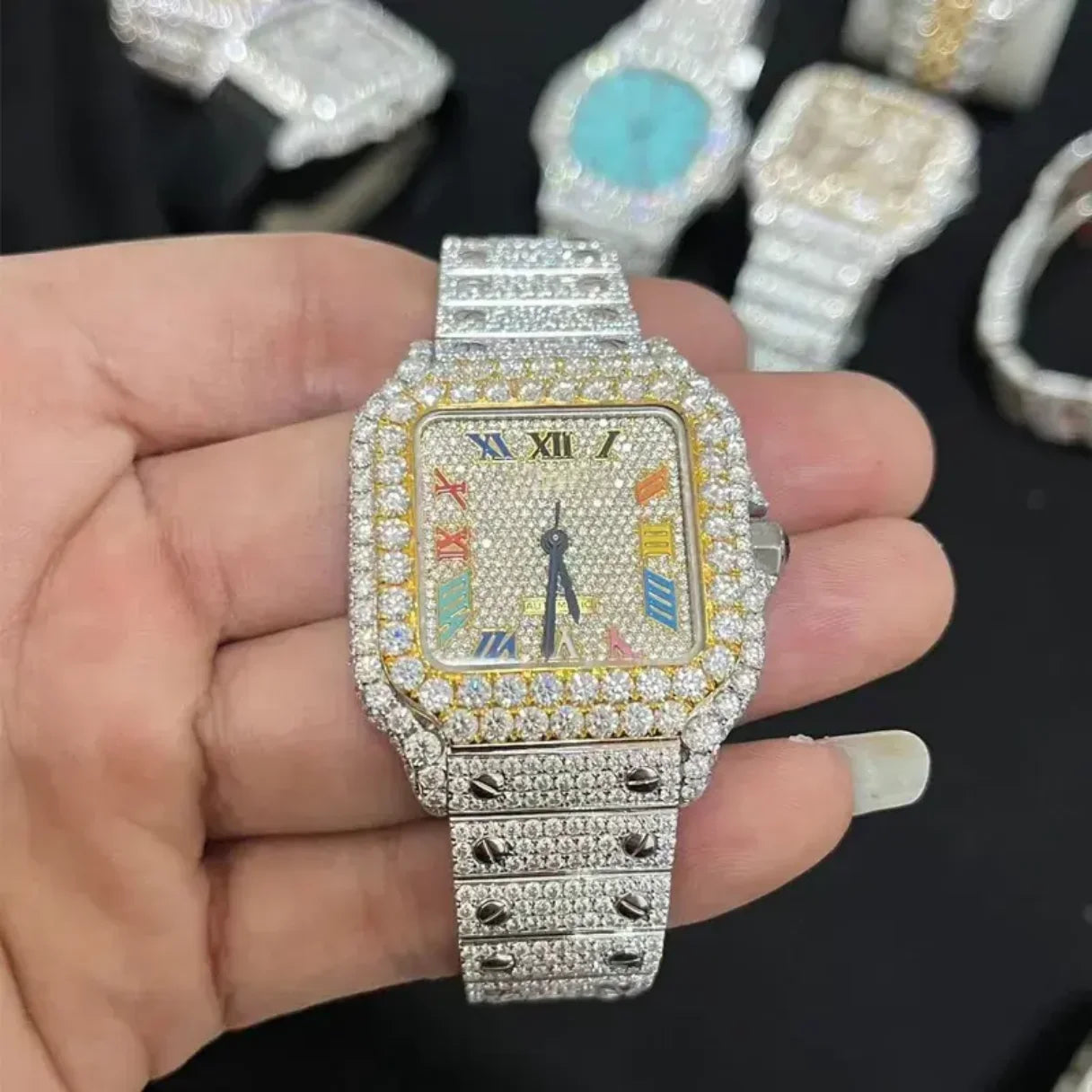 Wholesale Factory VVS Moissanite Diamond Watches Arabian Studded Wrist Iced Out Watch for Gift Hip Hop Iced Out Brand Watches