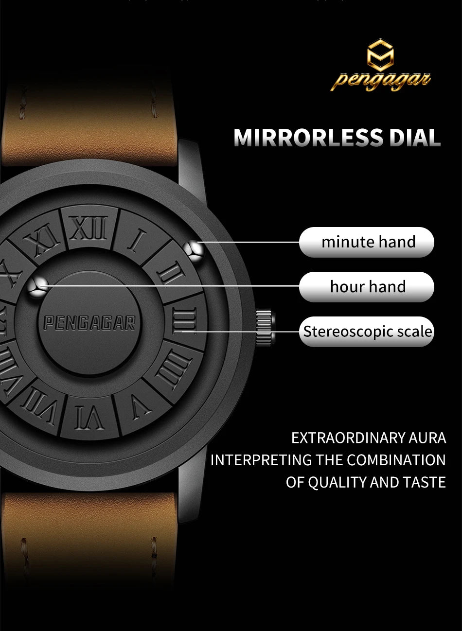 2025 New Men's Watches Top Luxury Quartz Watch For Men Creative Scrolling Pointer Magnetic Force Wrist Clock Relogio Masculino