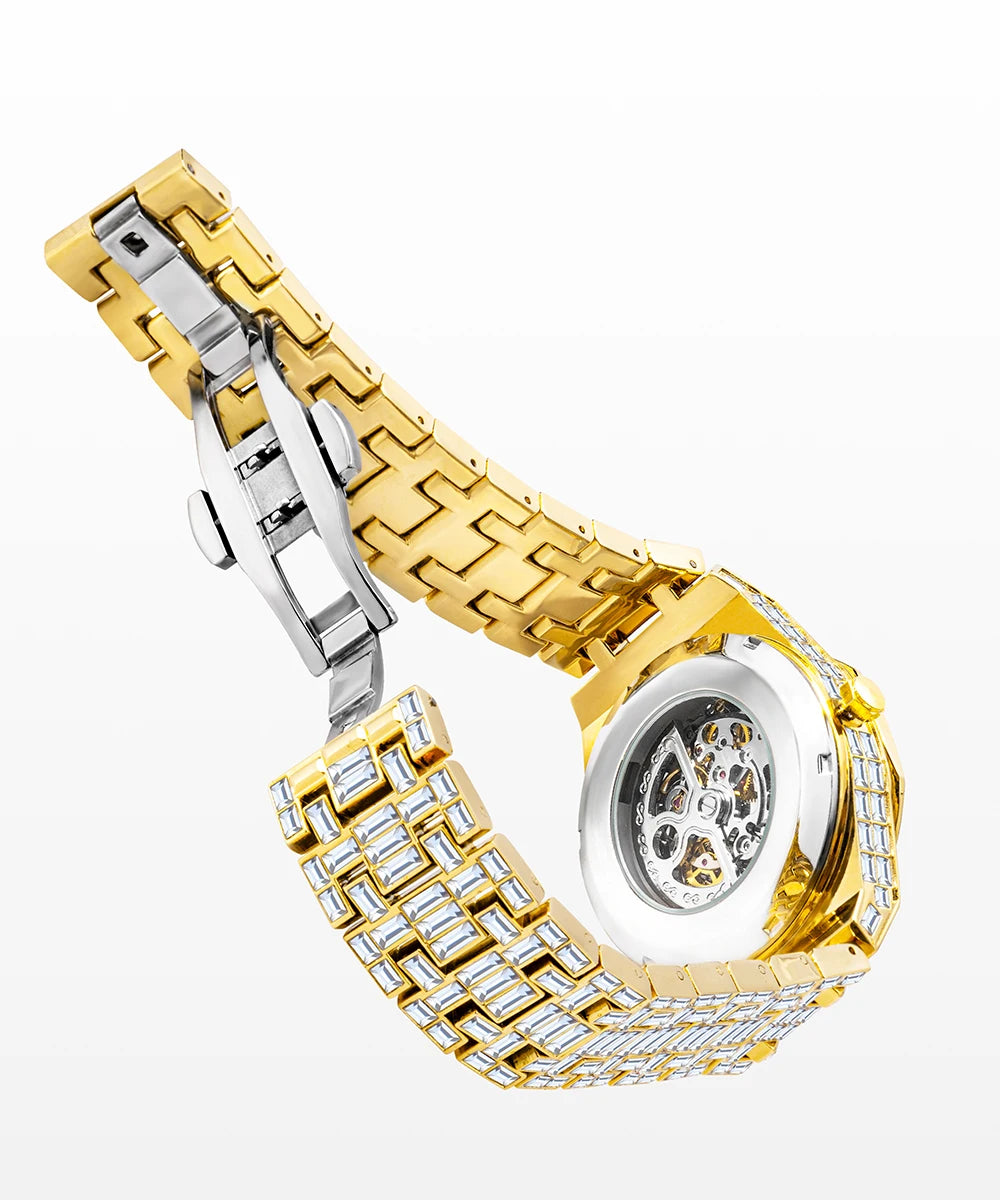 Luxury Automatic Watch For Men Hip Hop Diamond Skeleton Mechanical relogio masculino Ice Out waterproof Man Watches Dropshipping