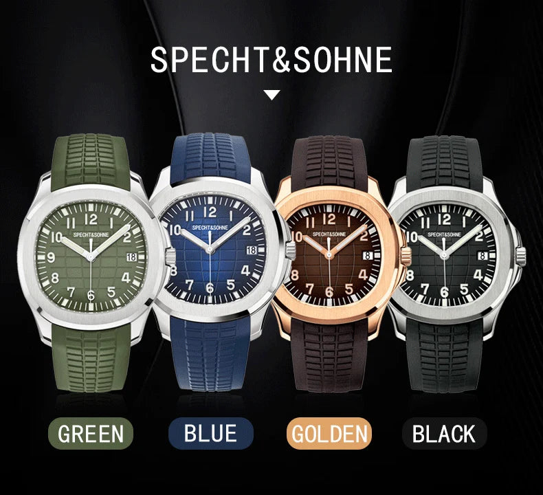 2025 New Men's Watches Automatic Mechanical Watch Luxury Brand Specht&Sohne Sport Watch For Men Rubber Strap Relogio Masculino