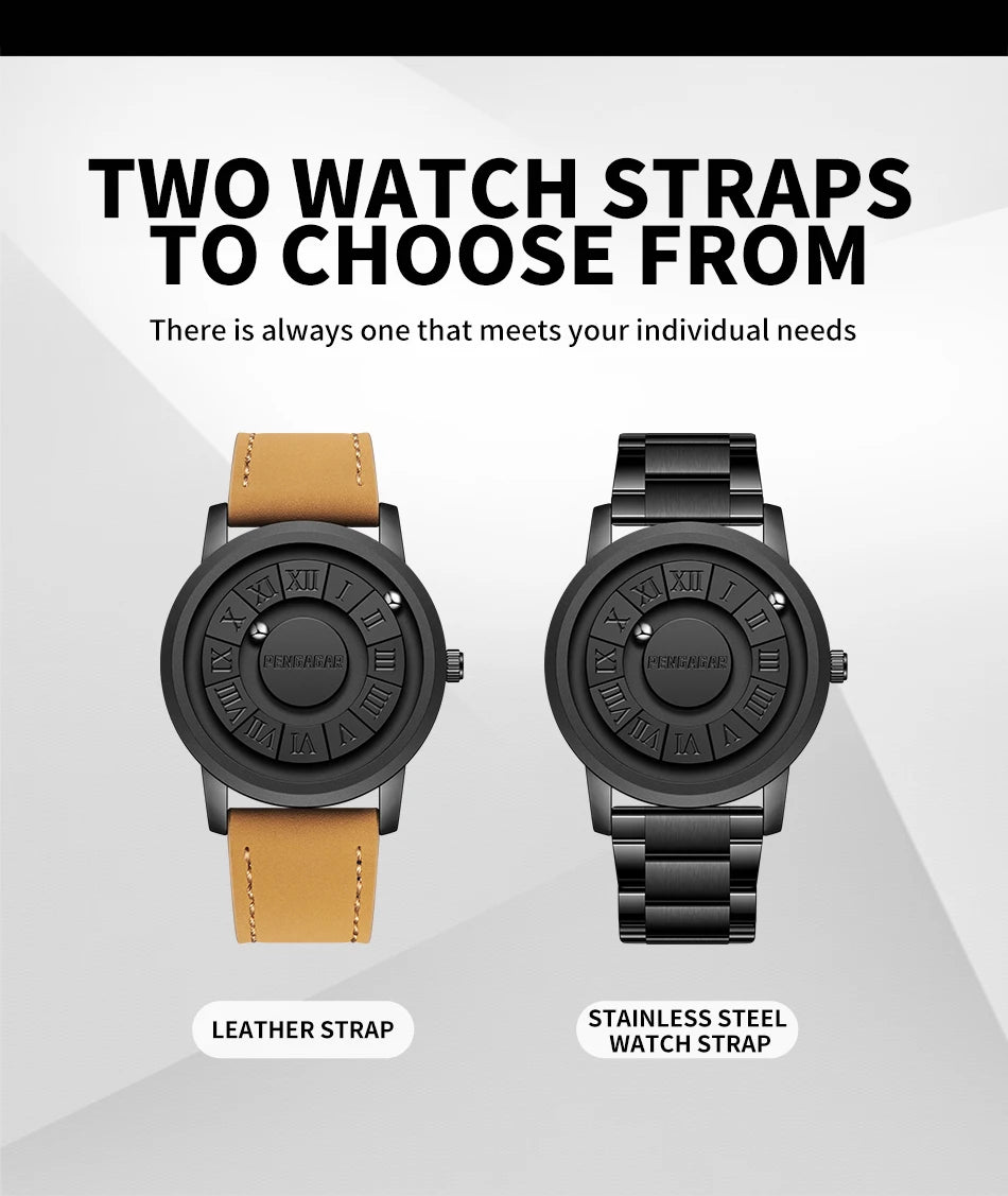 2025 New Men's Watches Top Luxury Quartz Watch For Men Creative Scrolling Pointer Magnetic Force Wrist Clock Relogio Masculino