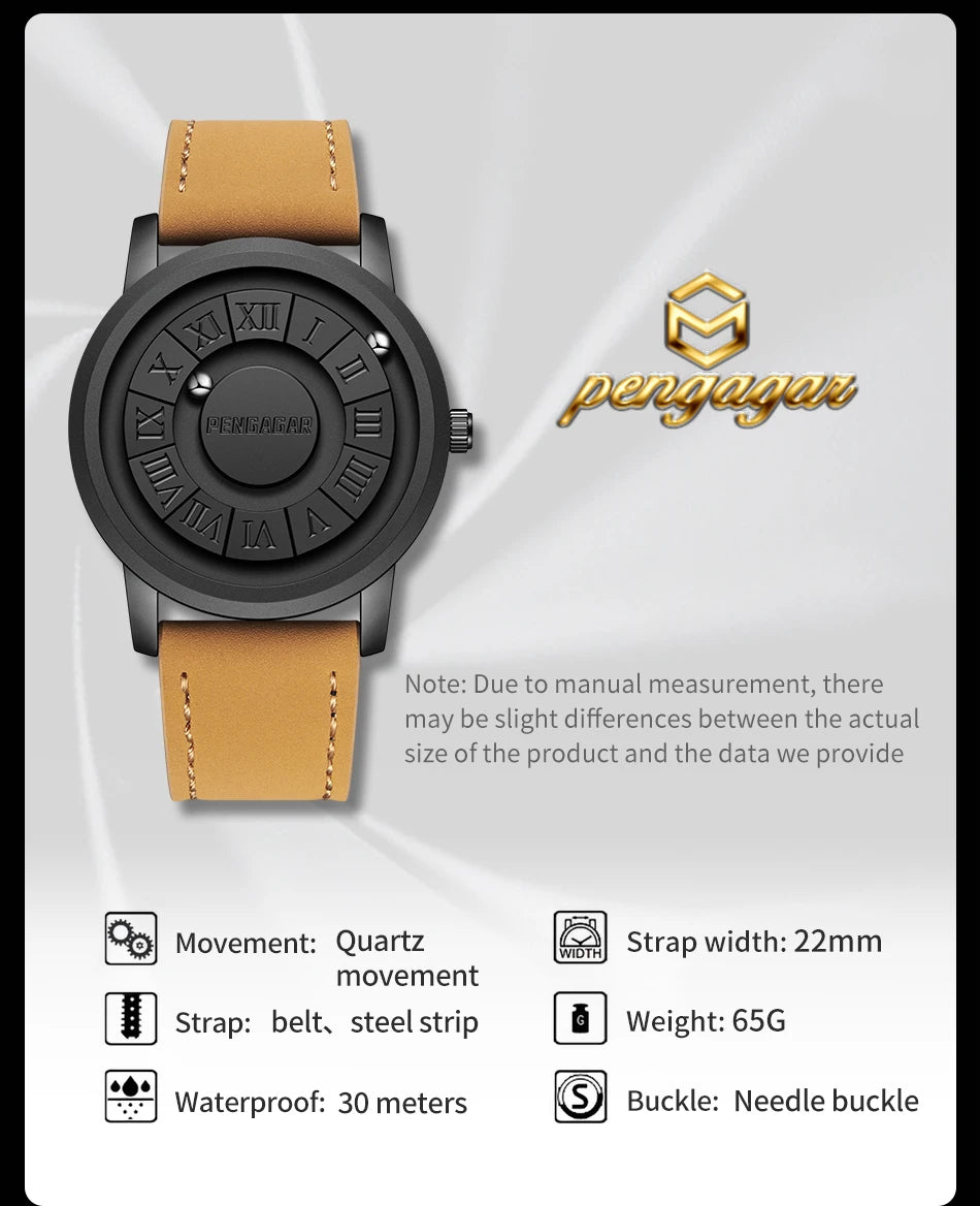 2025 New Men's Watches Top Luxury Quartz Watch For Men Creative Scrolling Pointer Magnetic Force Wrist Clock Relogio Masculino