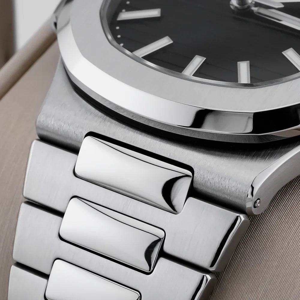 ROKATIE 2024 Luxury 9015 Japanese Movement Stainless Steel Watch 38mm Case Luminous Feature Day 50m Waterproof Watches for men