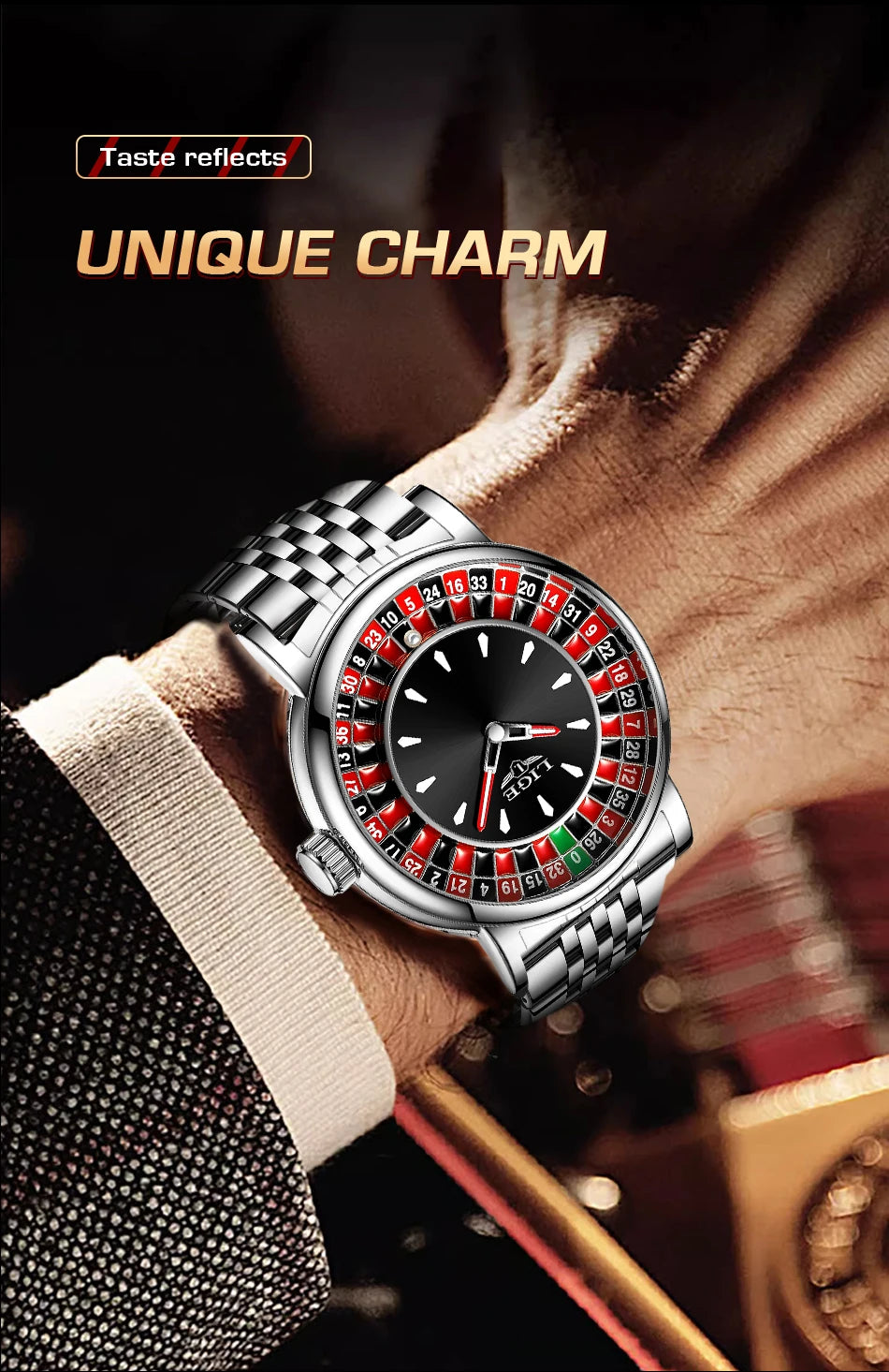 LIGE Unique Creative Men's Watches Fashion Casual Stainless Steel Rotating Dial Roulette Waterproof Classic Quartz Man Watch New