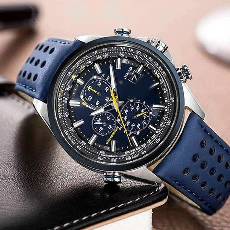 2025 new men's business multifunction fantasy round luxury wristwatch stainless steel strap quartz watch with date