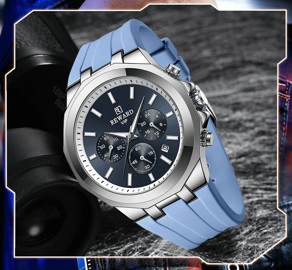 REWARD Mens Watches Top Luxury Brand Waterproof Sport Wrist Watch Chronograph Quartz Military Genuine Relogio Masculino