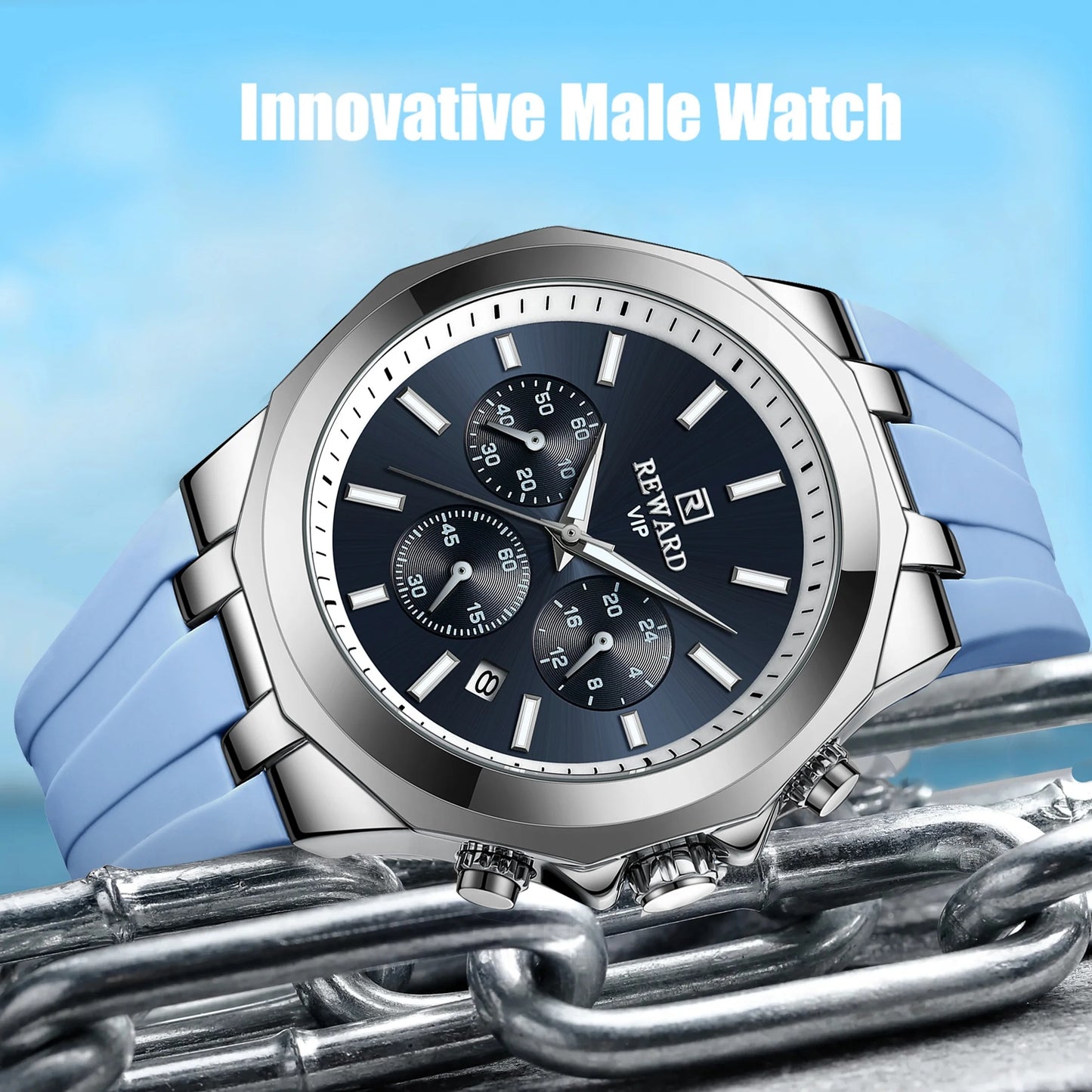 REWARD Mens Watches Top Luxury Brand Waterproof Sport Wrist Watch Chronograph Quartz Military Genuine Relogio Masculino