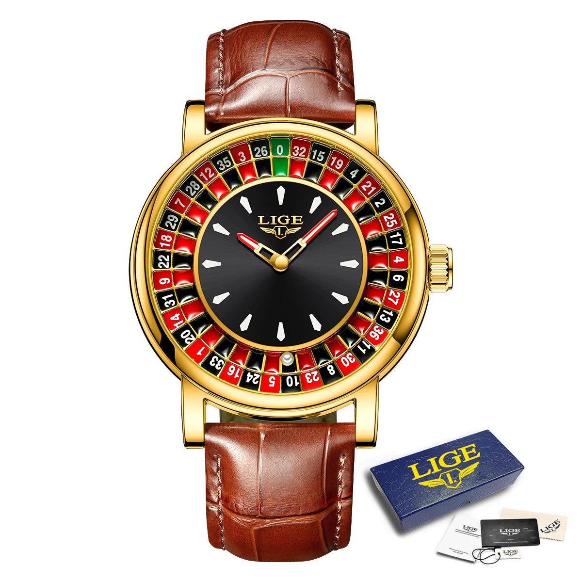 LIGE 2025 Creative Luxury Watches men Roulette Game Dial Fashion Mens Watch Waterproof Luminous Quartz Wristwatches Reloj Hombre