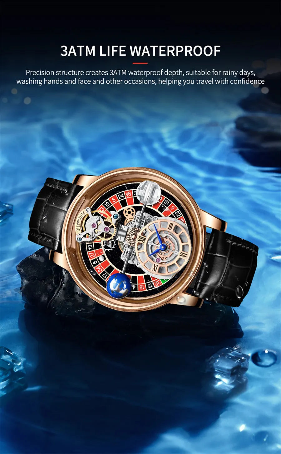 Relogio PINDU Fixed Roulette Watch Latest Design Quartz Watch Men Waterproof Leather Man Wristwatch Upgraded Version