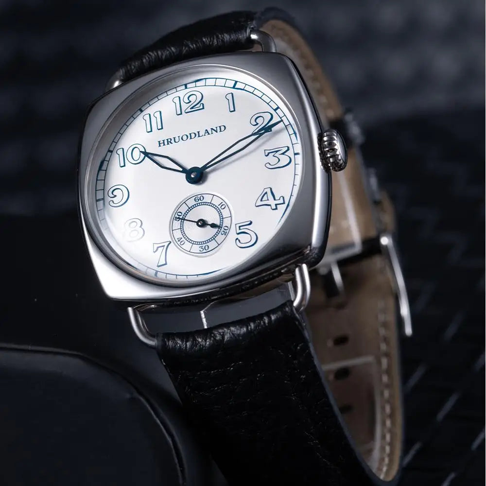 Hruodland 2024 New Retro Men's Automatic Mechanical Watches F028 Stainless steel brown leather Waterproof 10Bar reloj hombre