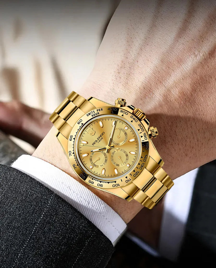 ROLENDO Luxury Men Automatic Diver Watch 40.5mm Mineral Crystal Luminous Date 300M Waterproof High-end Men's Wristwatch Gift