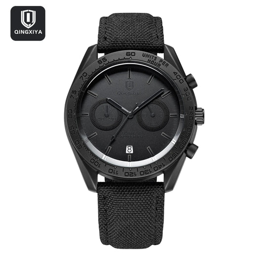 QINGXIYA Fashion Chronograph Quartz Watch for Men Sports Leather Strap Waterproof Date Luxury Mens Watches Relogio Masculino