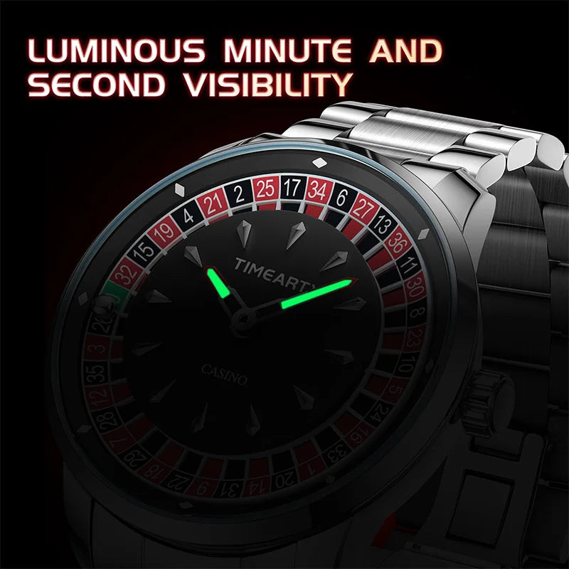 TIMEARTX Brand New Luxury Quartz Watches Man European Roulette Poker Game Wristwatch